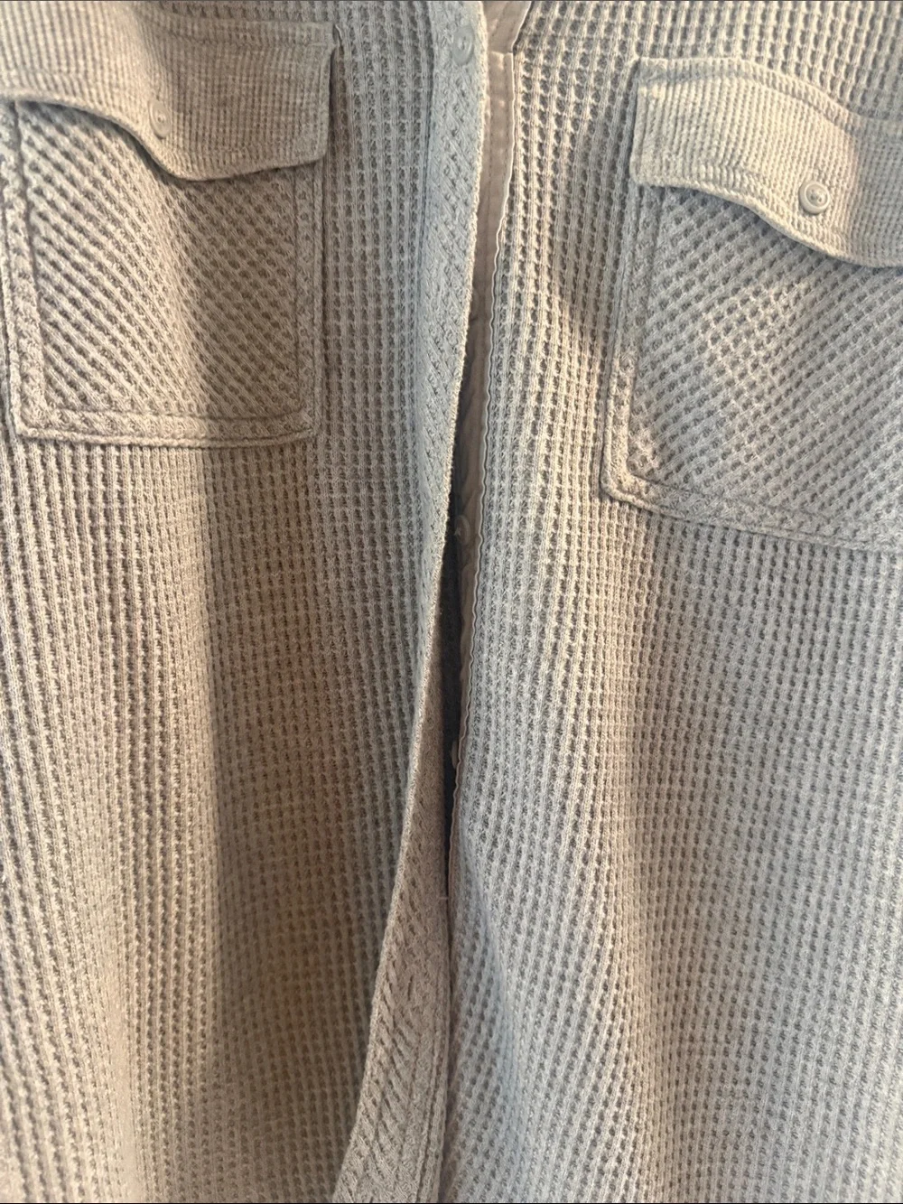 aerie Waffle-Knit Shacket in gray